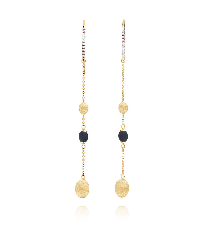 "Mystery Black" Gold and Black Onyx everyday drop earrings