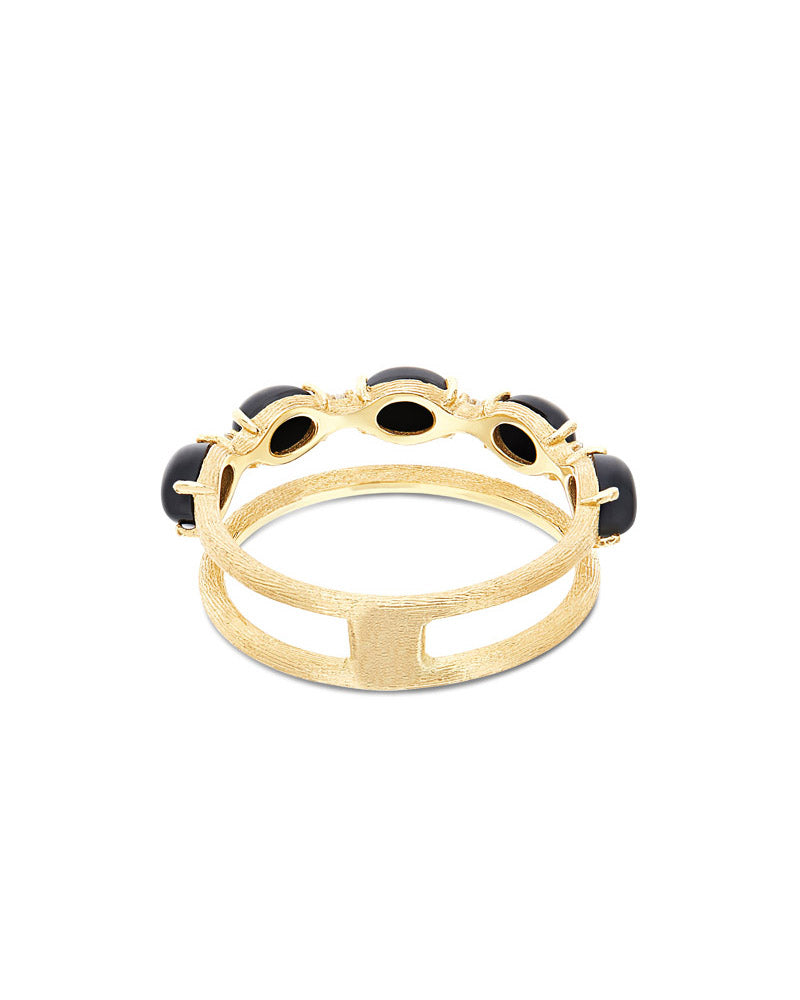 "Mystery Black" Gold, diamonds and Black Onyx double-band ring