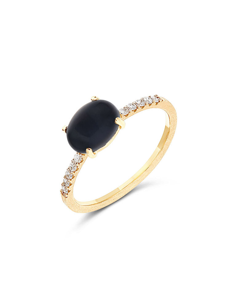 "Mystery Black" Gold, diamonds and Black onyx medium ring