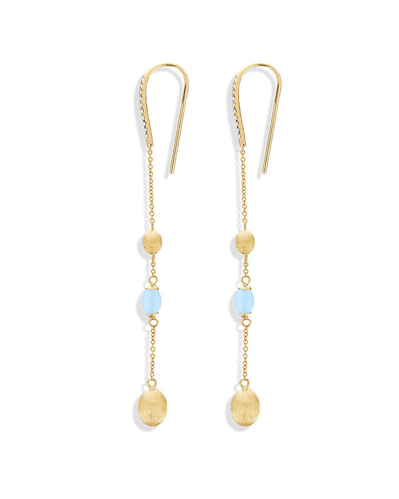 "Azure" Gold and Aquamarine everyday drop earrings