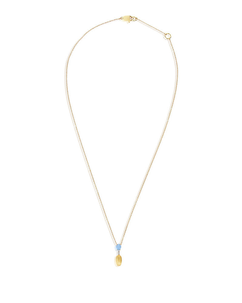 "Azure" Gold, diamonds and Aquamarine dainty short  necklace