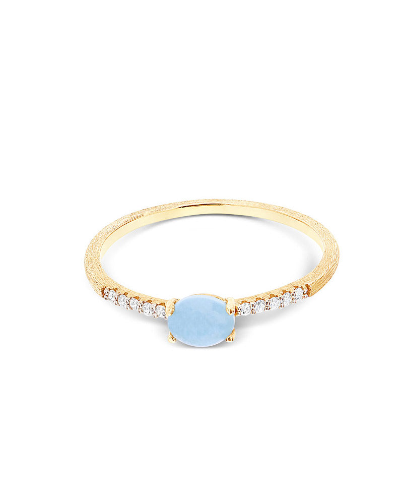 "Azure" Gold, diamonds and Aquamarine tiny ring