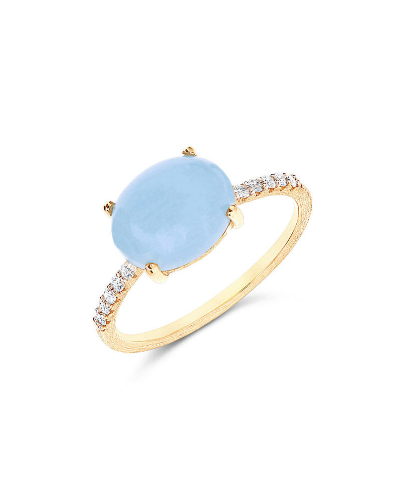 "Azure" Gold, diamonds and Aquamarine stackable ring