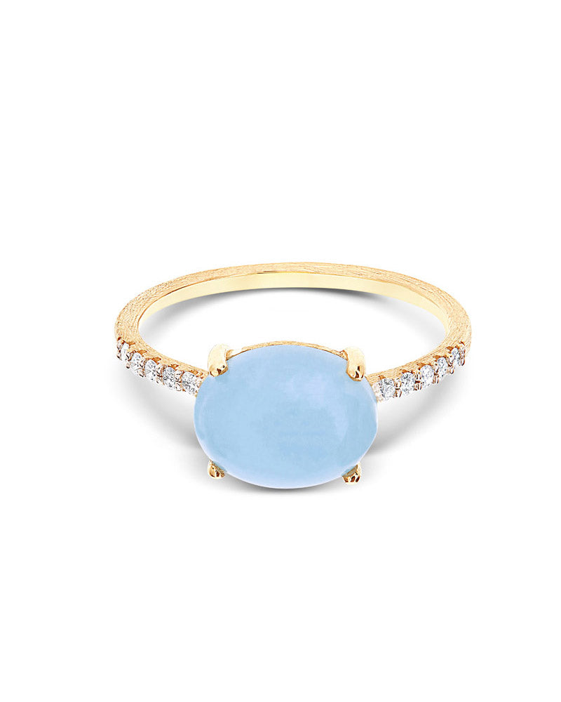 "Azure" Gold, diamond and Aquamarine stackable ring
