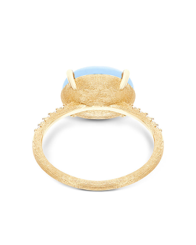 "Azure" Gold, diamond and Aquamarine stackable ring