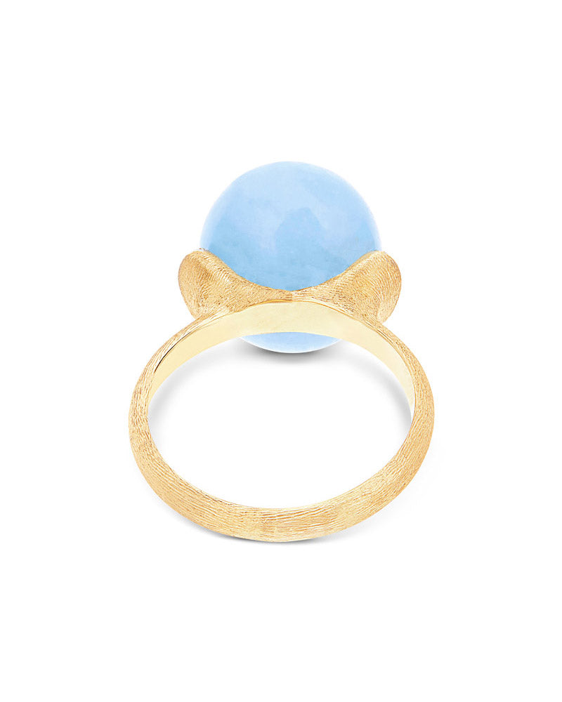 "Azure" Gold, Diamond and Milky Aquamarine Ring (large)