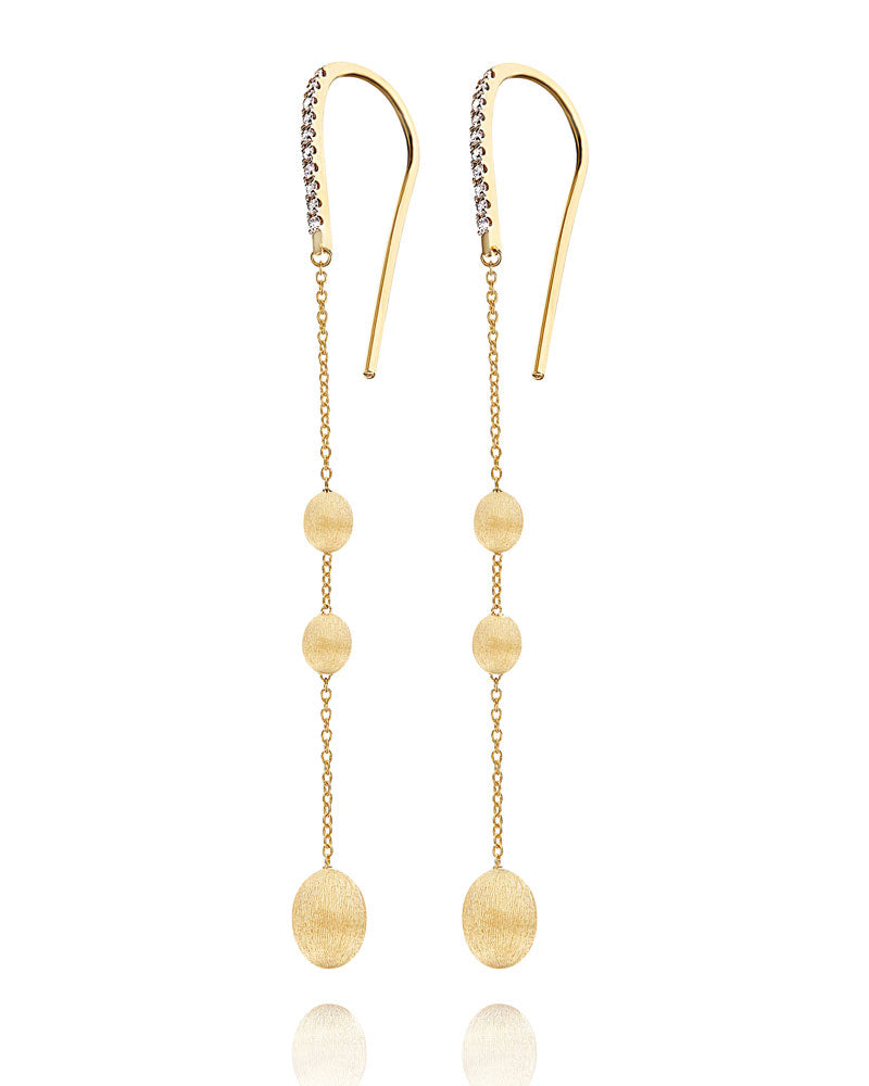 "soffio" gold and diamond long Earrings