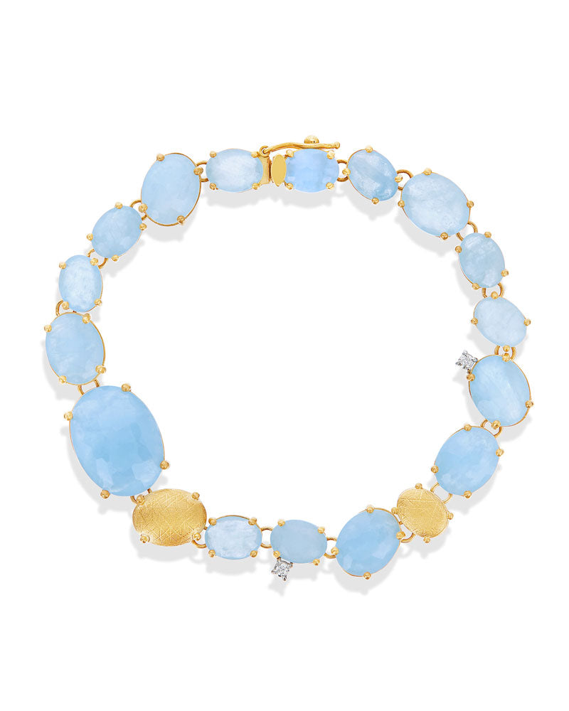 "Ipanema" Gold, Aquamarine and diamonds marine bracelet