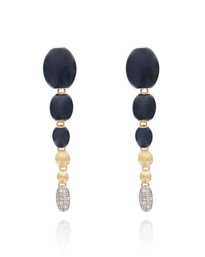"Ivy " Gold and Black Onyx charming drop earrings