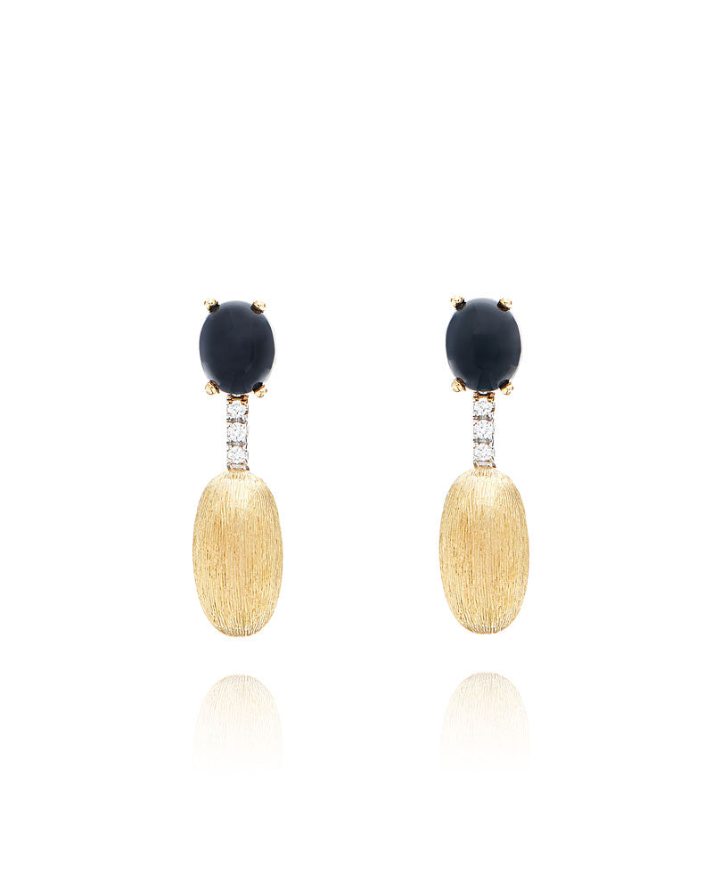 "Mystery Black" Gold, Black Onyx and diamonds short earrings