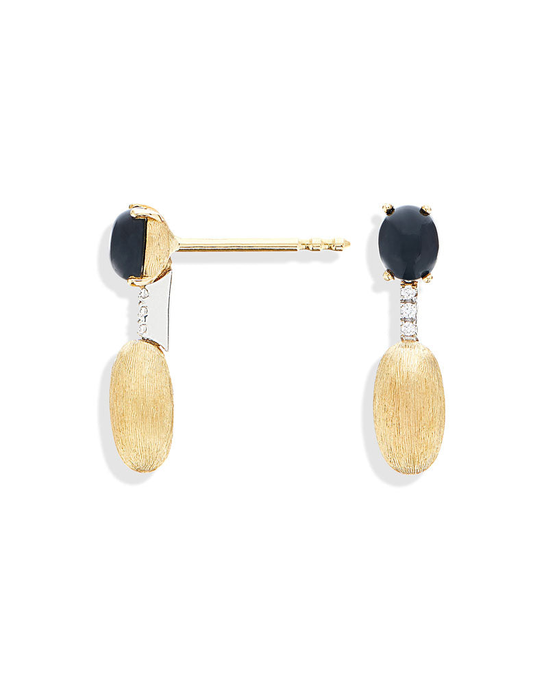 "Mystery Black" Gold, Black Onyx and diamonds short earrings