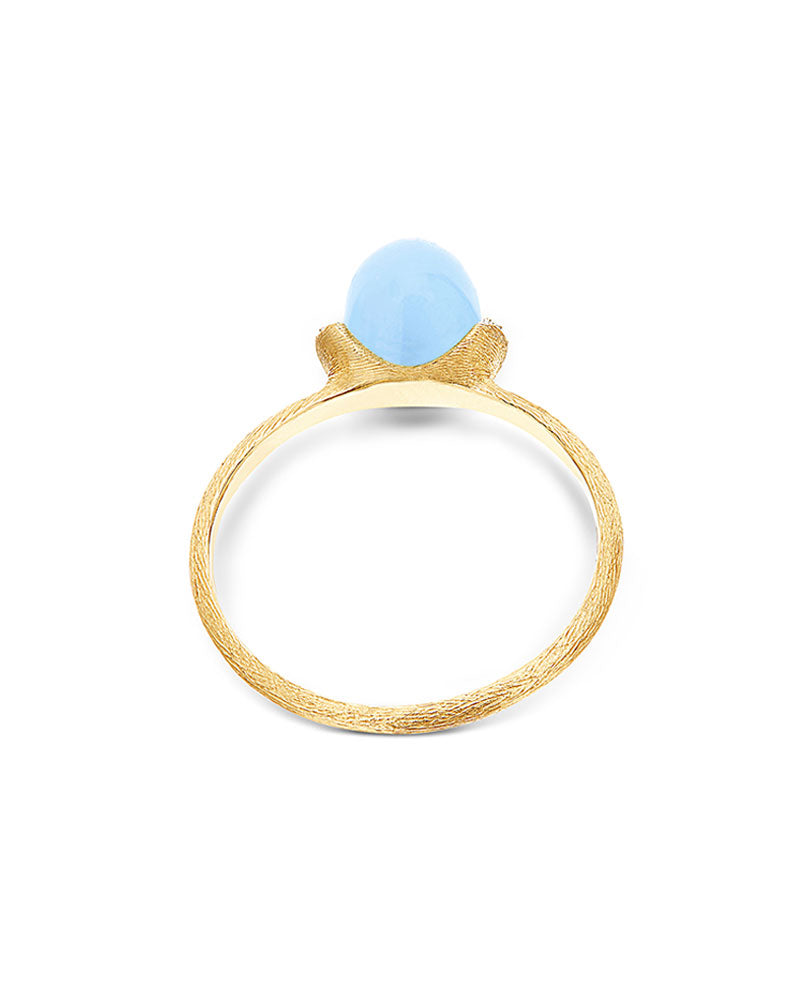 "Azure" Gold and diamonds ring with Aquamarine boule (small)