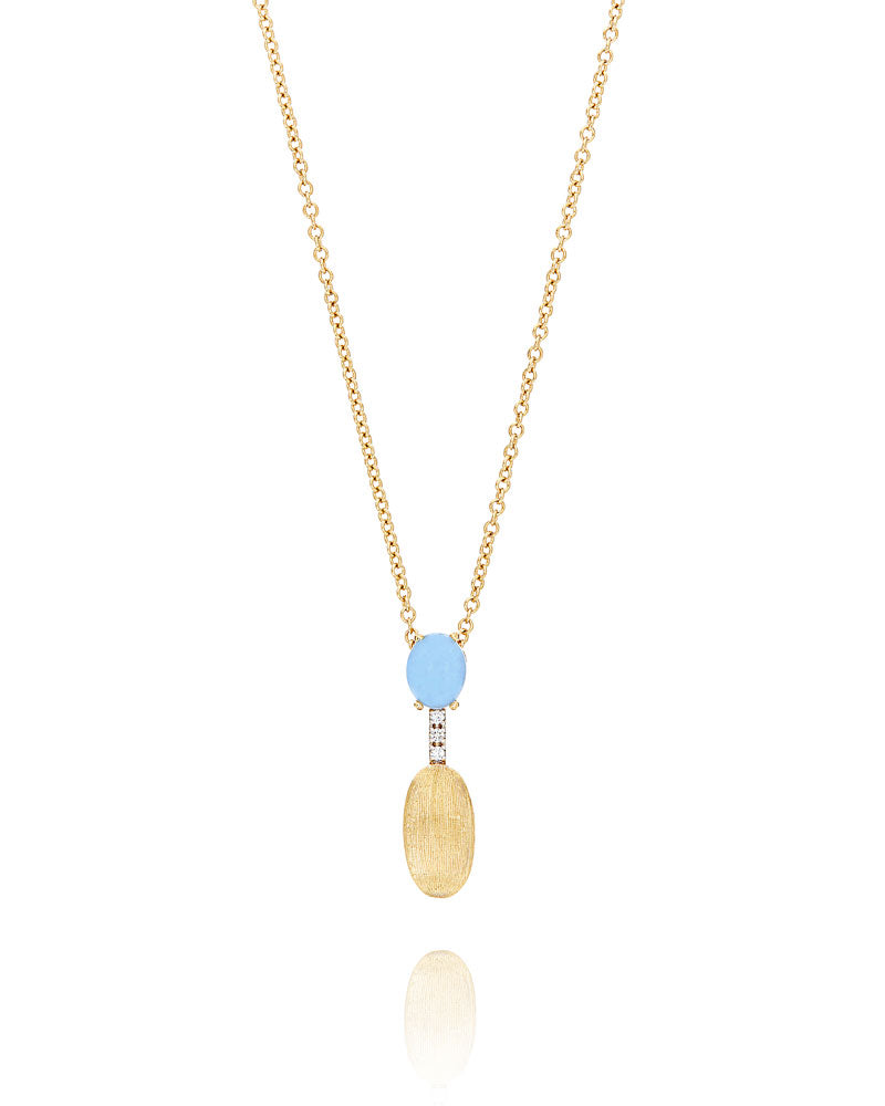 "Azure" Gold, diamonds and Aquamarine dainty short  necklace
