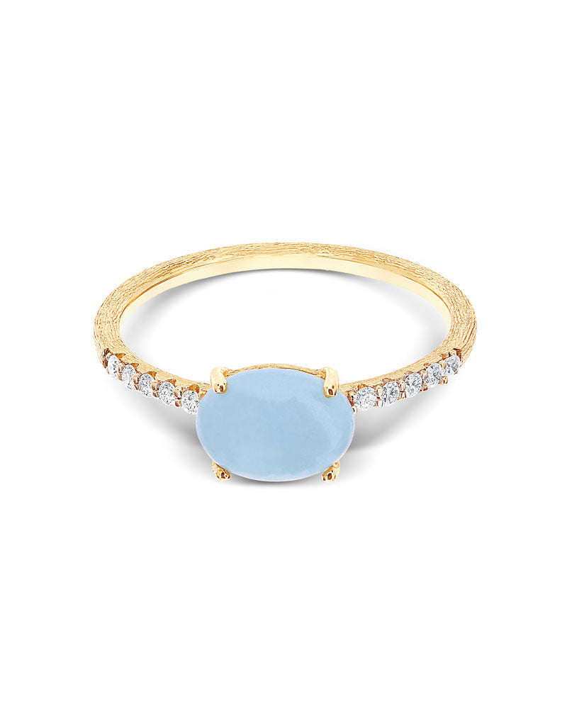 "Azure" Gold, diamonds and Aquamarine medium ring