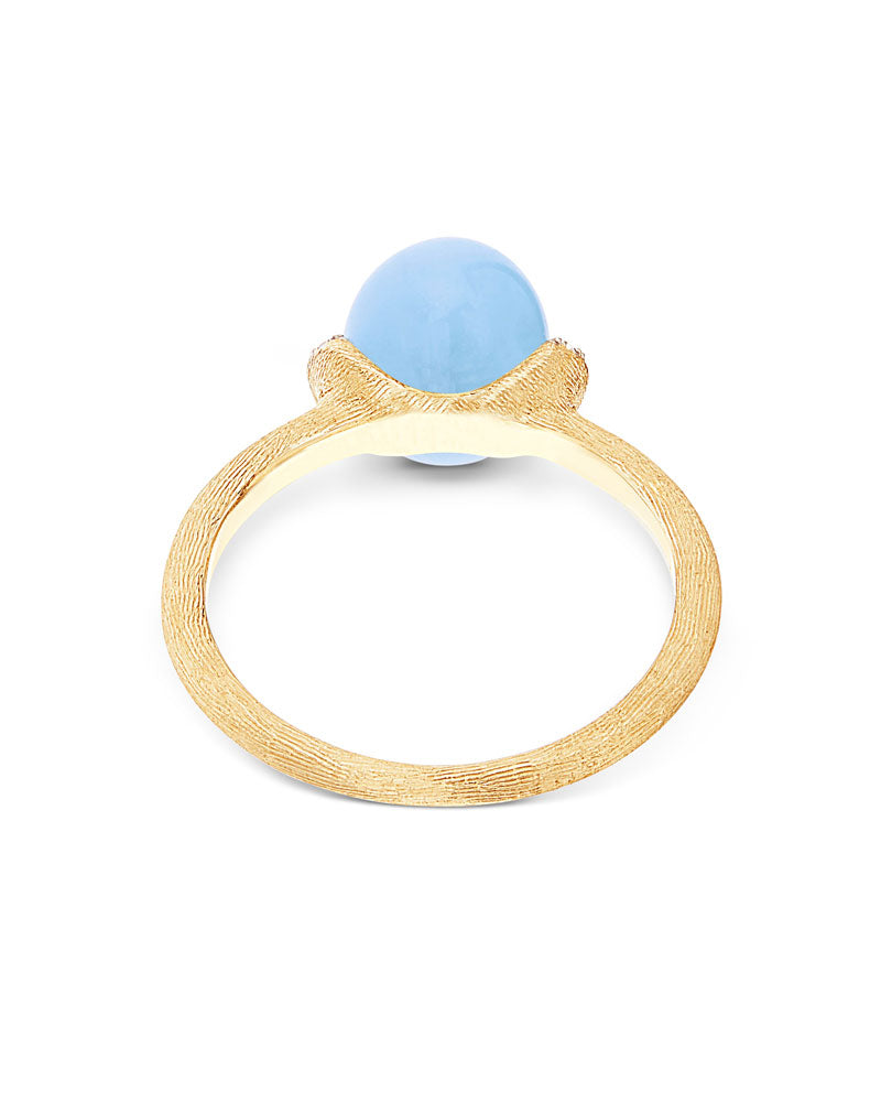 "Azure" Gold, Diamond and Milky Aquamarine Ring (medium)