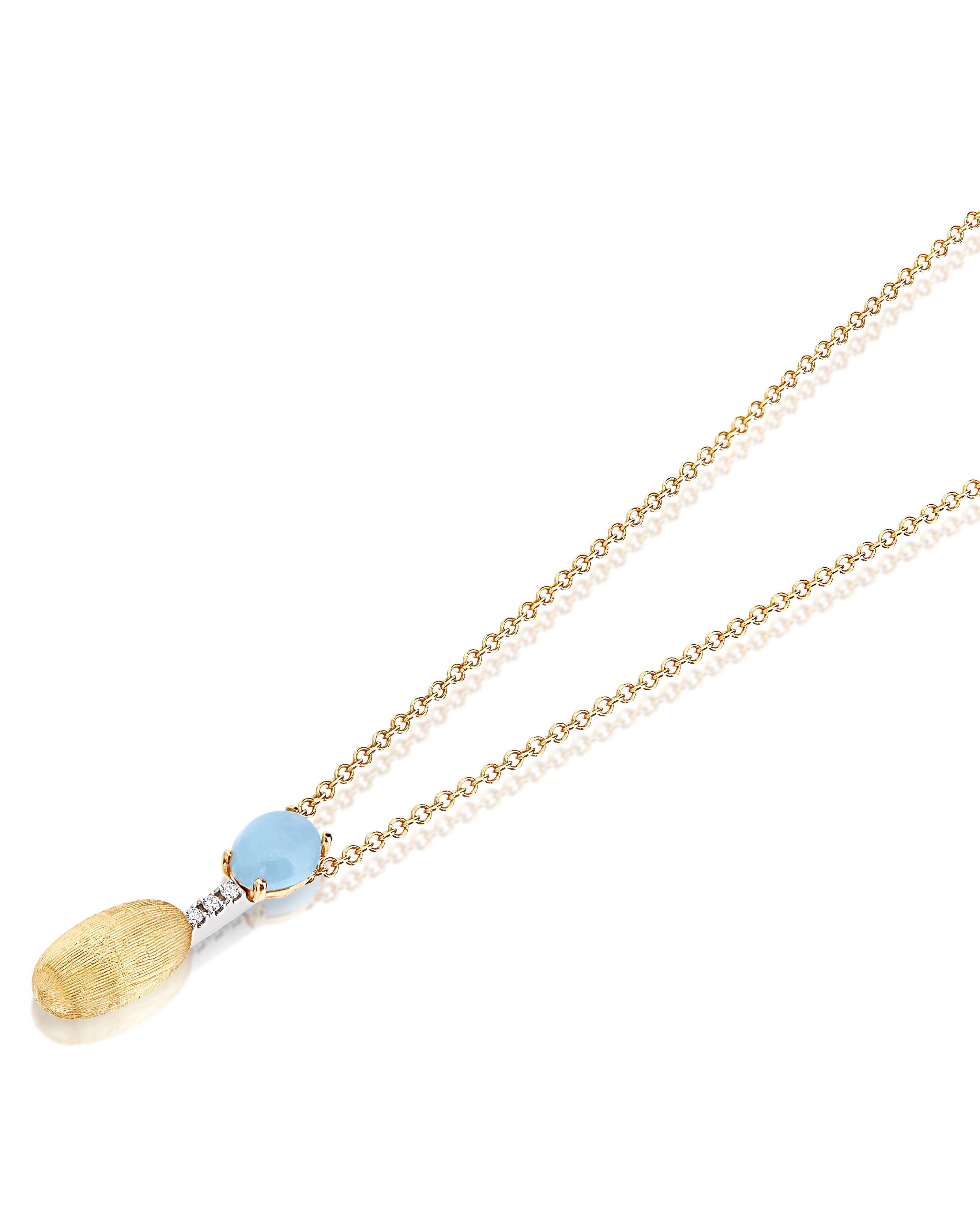 "Azure" Gold, diamonds and Aquamarine dainty short  necklace