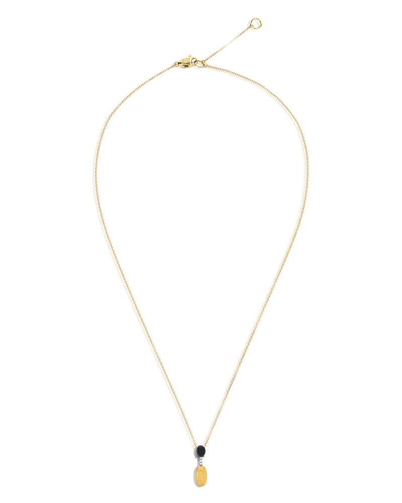 "Mystery Black" Gold, diamonds and Black Onyx dainty short necklace