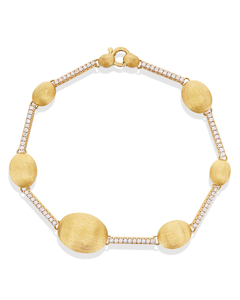 "Aria" Gold boules and Diamonds bars bracelet