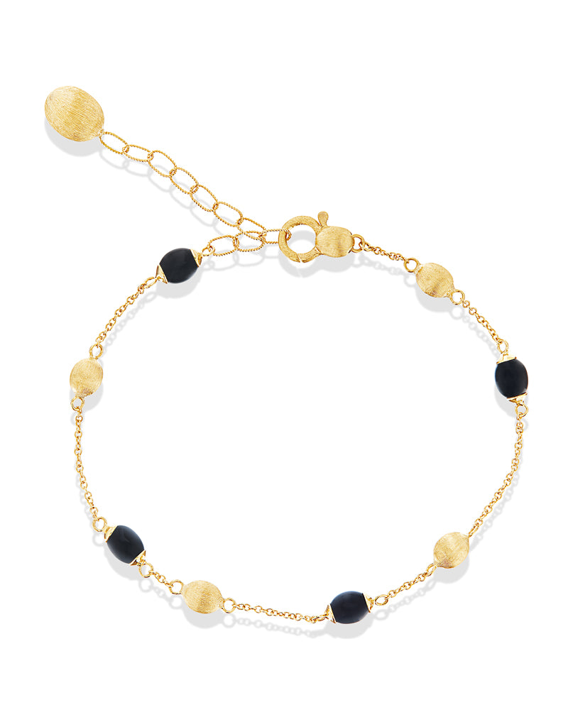 "Mystery Black" Gold and Black Onyx thin bracelet
