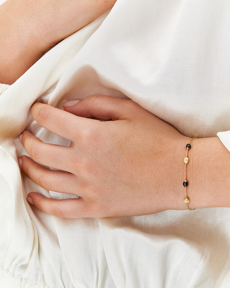 "Mystery Black" Gold and Black Onyx thin bracelet