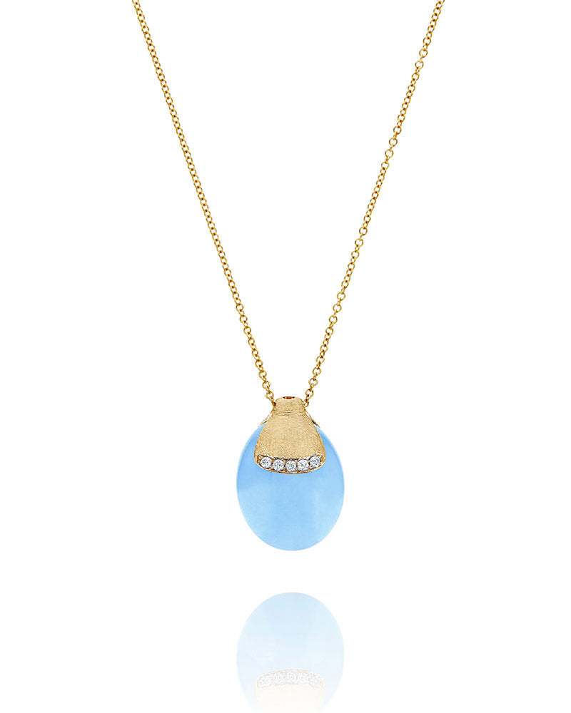 "Azure" Gold, diamonds and Aquamarine pendant