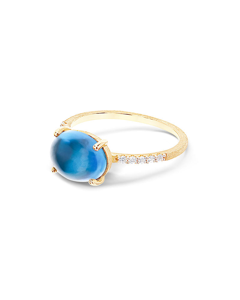 "Azure" Gold, diamonds and London Blue Topaz big ring