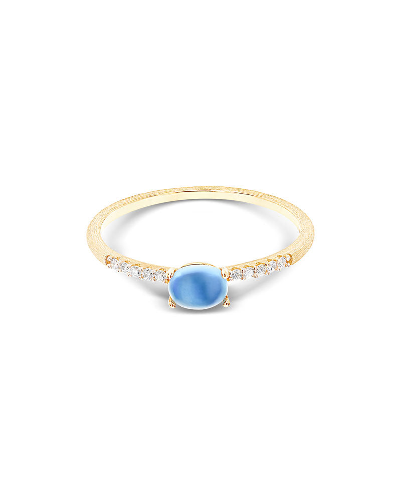 "Azure" Gold, diamonds and London Blue Topaz small ring