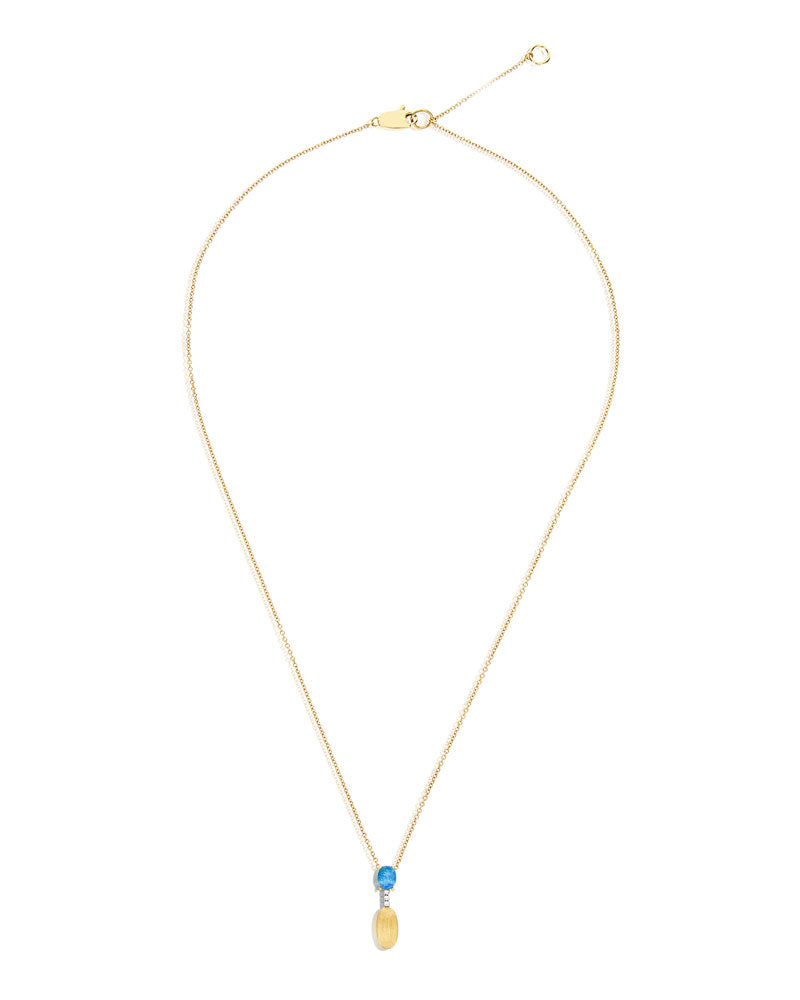 "Azure" Gold, diamonds and London Blue Topaz dainty short necklace