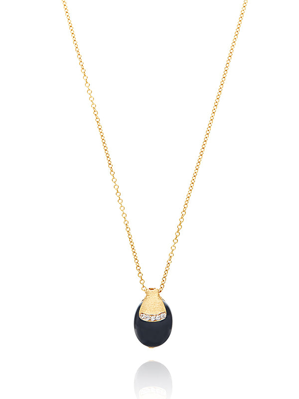 "Mystery Black" Gold, diamond accents and Black Onyx pendant