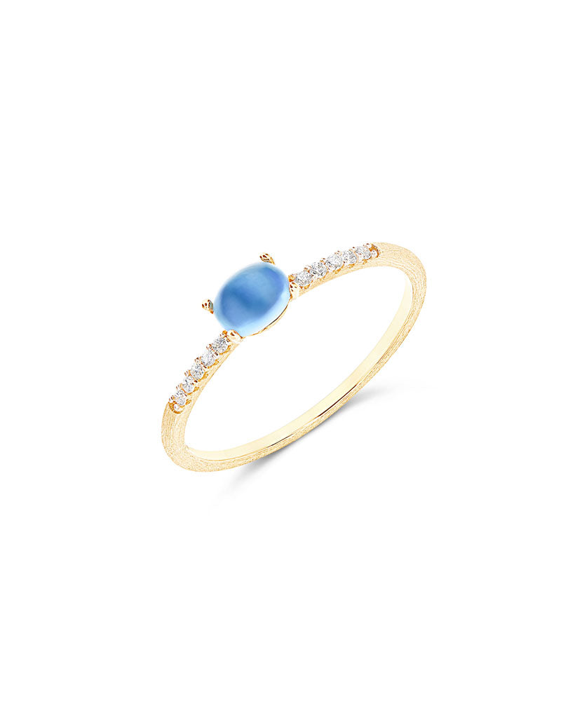 "Azure" Gold, diamonds and London Blue Topaz small ring