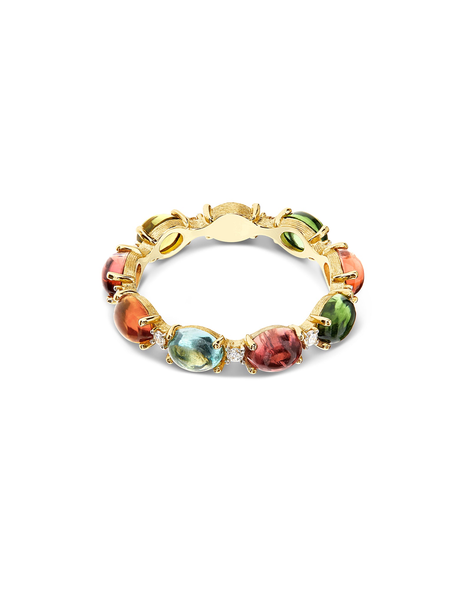 "Tourmalines" Gold, diamonds and tourmaline colorful ring