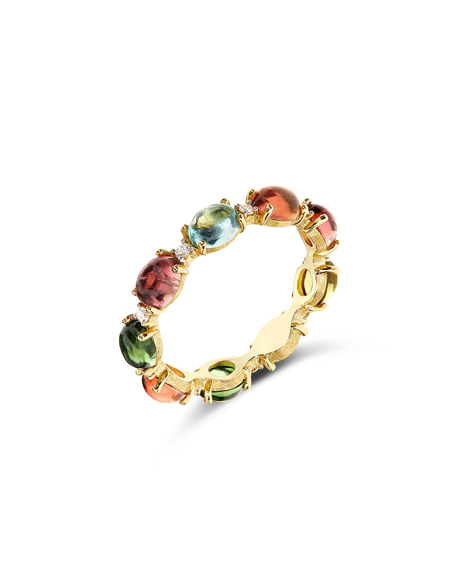 "Tourmalines" Gold, diamonds and tourmaline colorful ring