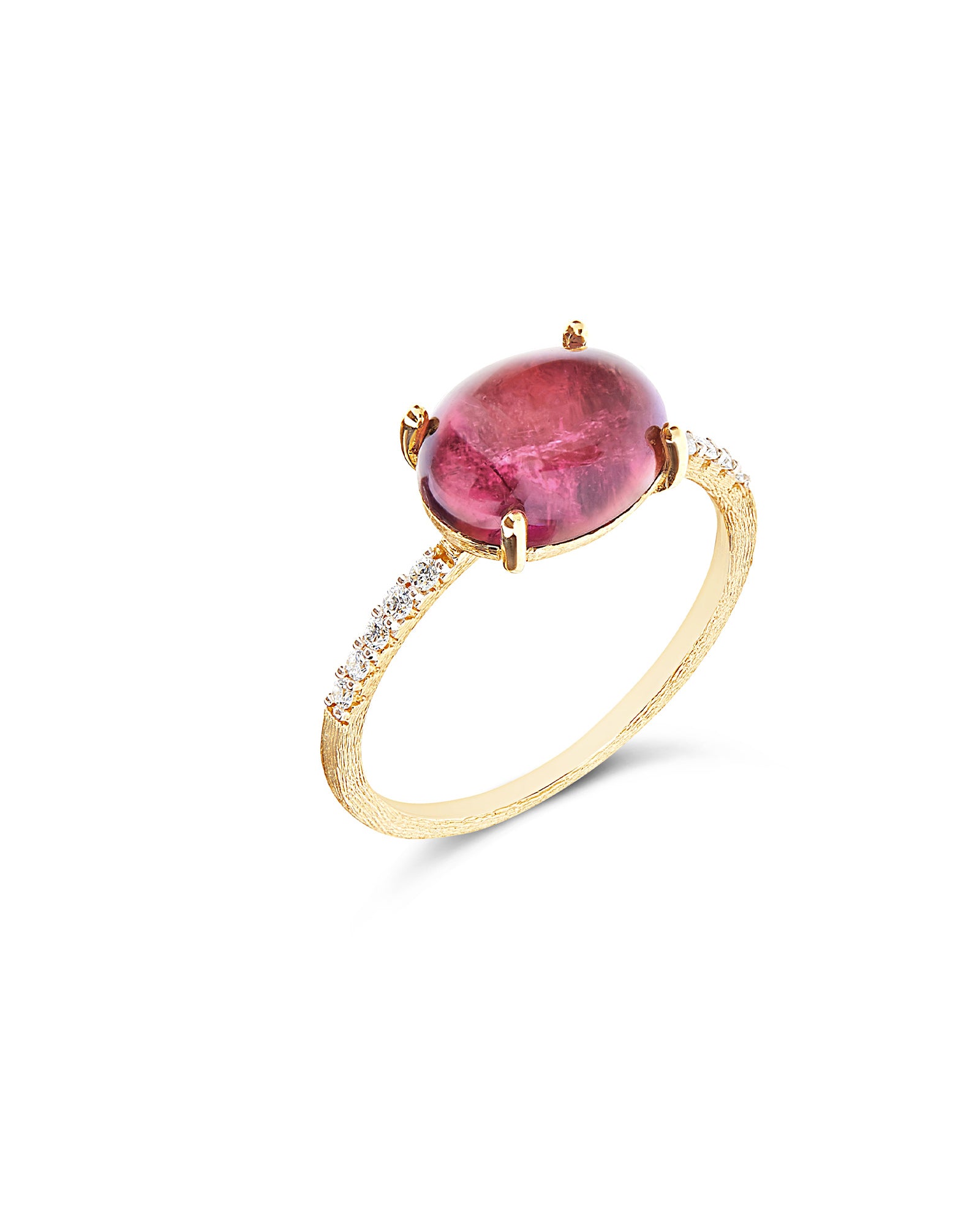 "Tourmalines" Gold, diamonds and pink tourmaline ring (big)