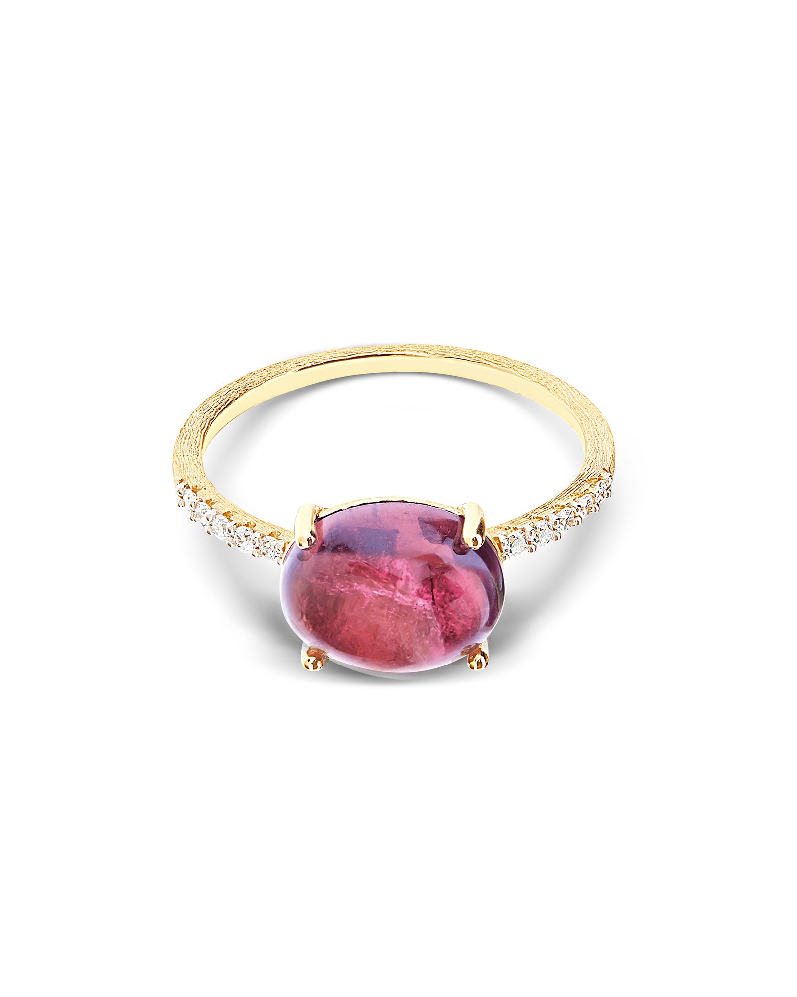 "Tourmalines" Gold, diamonds and pink tourmaline ring (big)