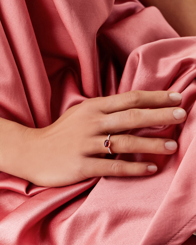 "Tourmalines" Gold, diamonds and pink tourmaline ring (medium)