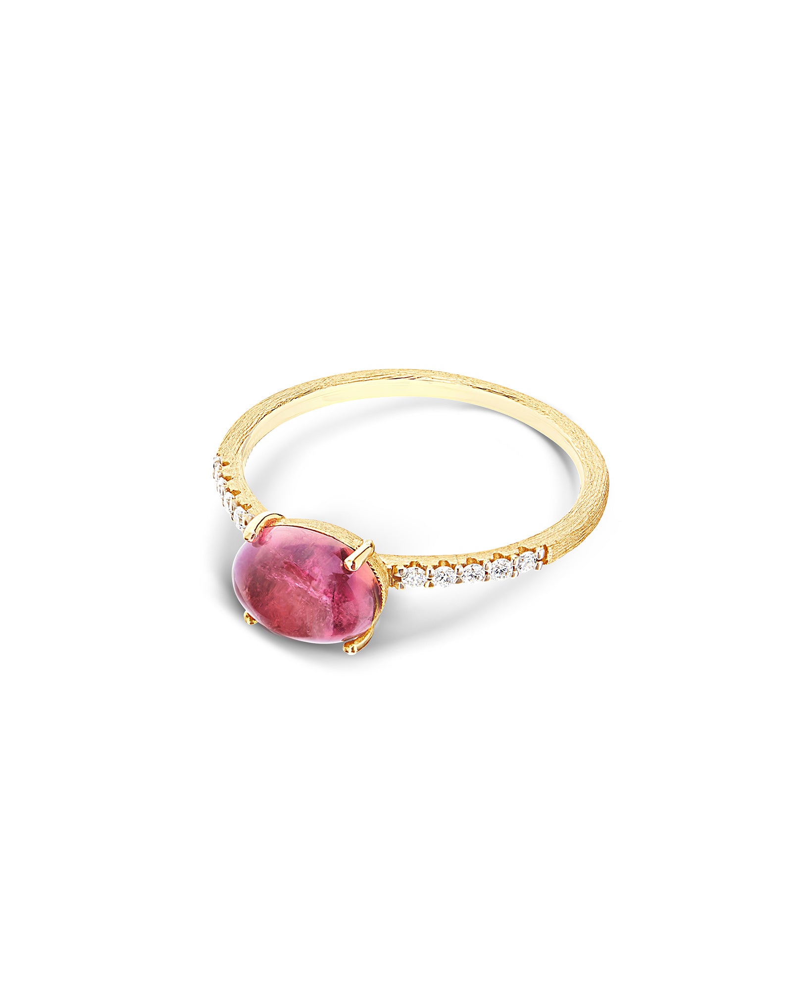 "Tourmalines" Gold, diamonds and pink tourmaline ring (medium)