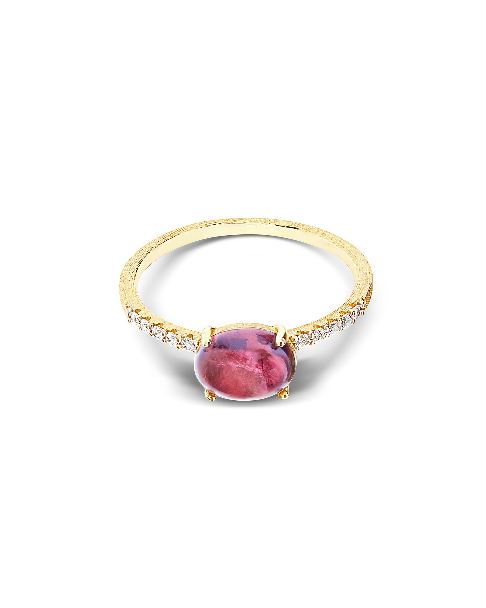 "Tourmalines" Gold, diamonds and pink tourmaline ring (medium)