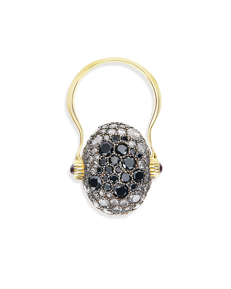 "Reverse" Gold, Diamonds, Rubies and Rock Crystal Double-face ring (LARGE)