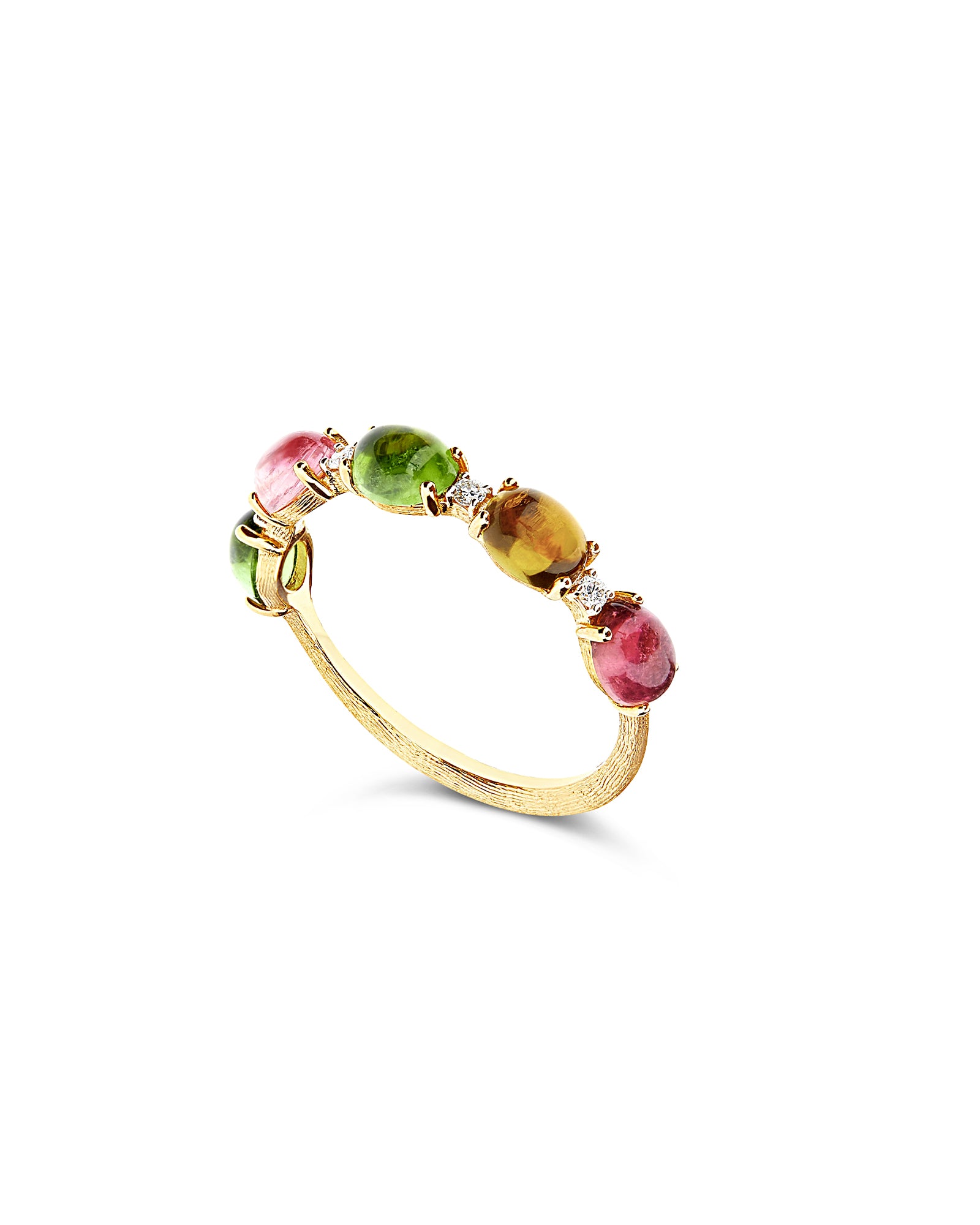 "Tourmalines" Gold, diamonds and tourmaline colorful ring