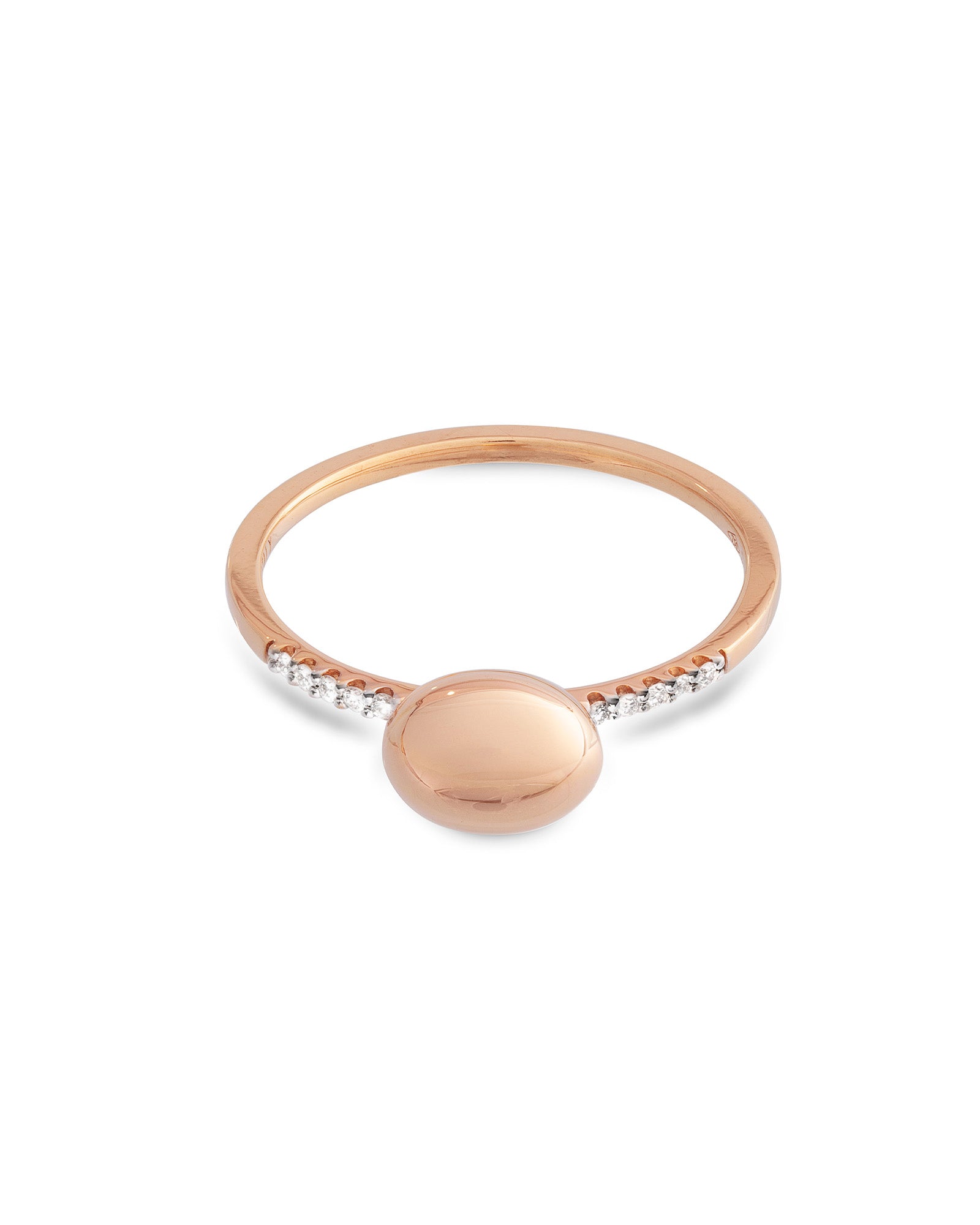"Dancing élite" rose gold boule and diamond pavé ring (baby)