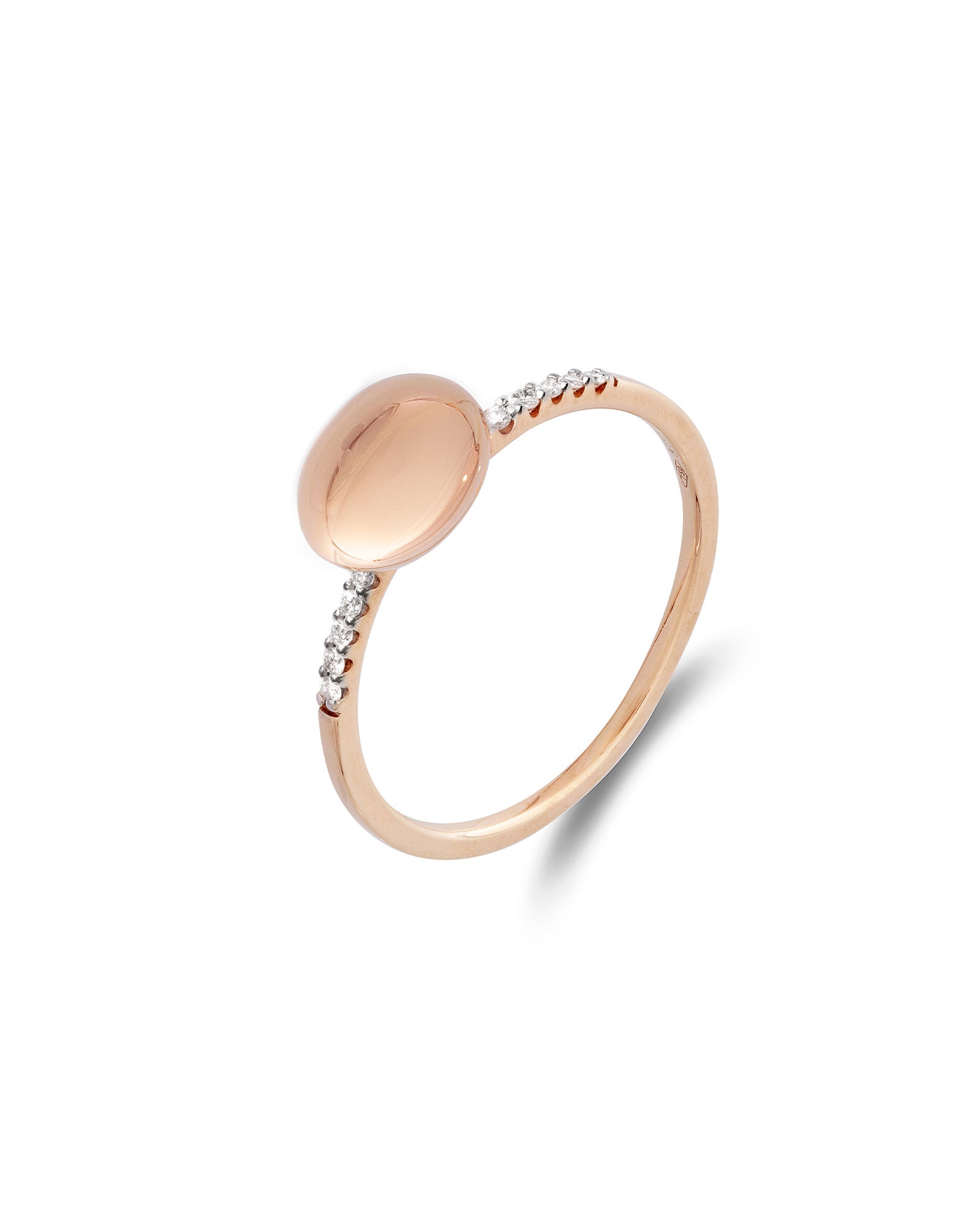 "Dancing élite" rose gold boule and diamond pavé ring (baby)