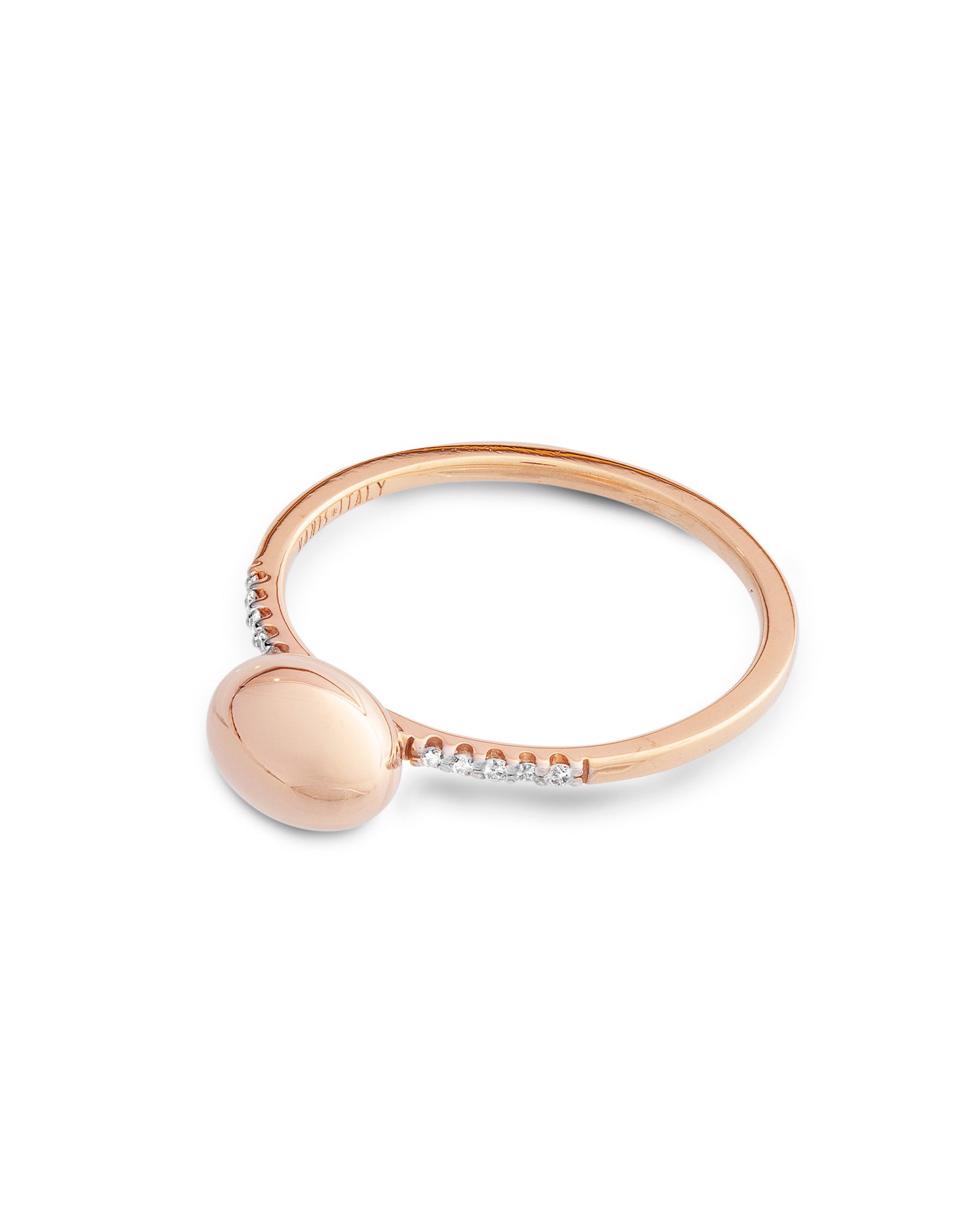 "Dancing élite" rose gold boule and diamond pavé ring (baby)