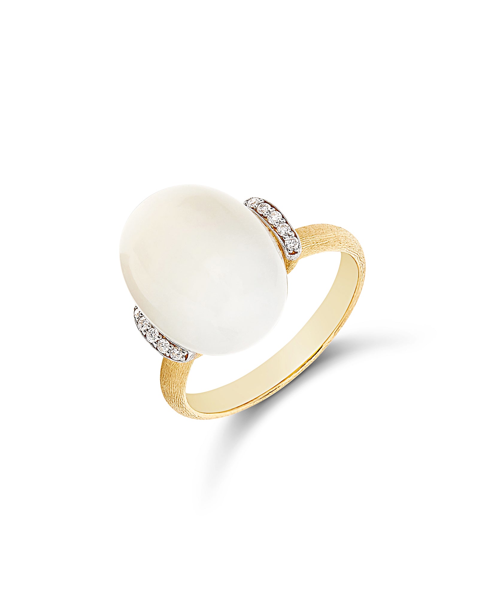 White Desert "Amulets" Gold, diamonds and Moonstone Ring (LARGE)
