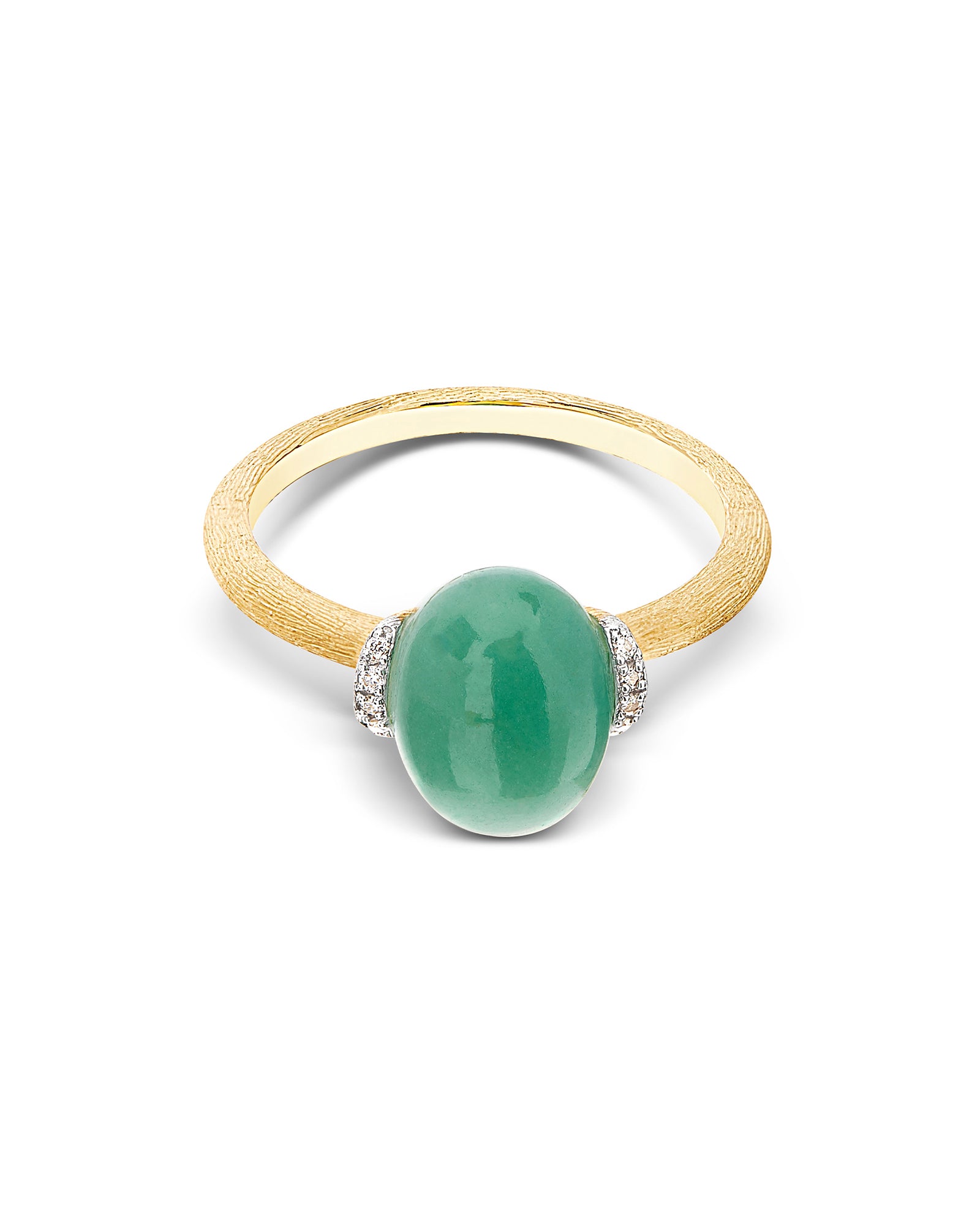 "Amazonia" Gold, Diamonds and Green Aventurine Ring (SMALL)