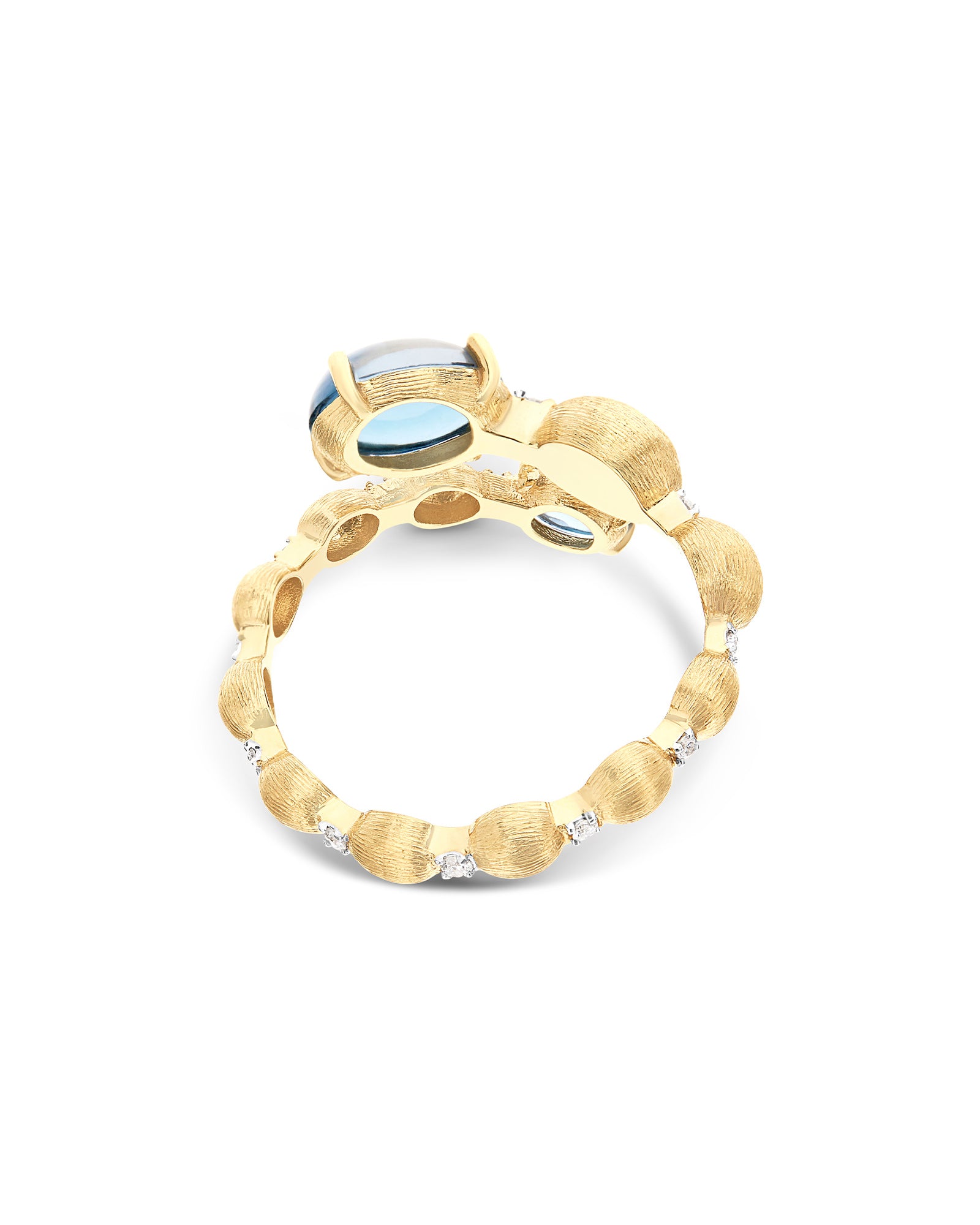 "Azure" gold, diamonds and london blue topaz ring
