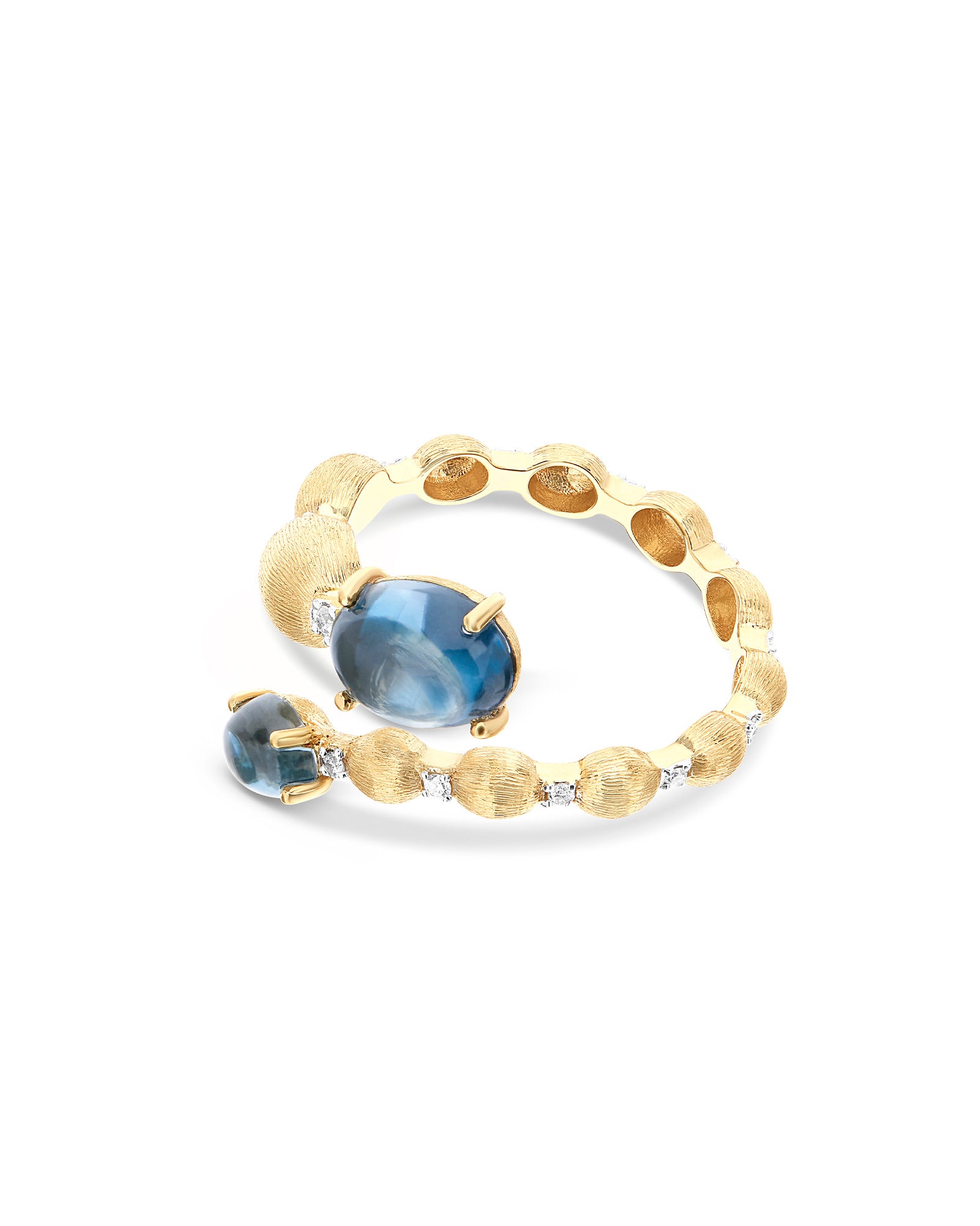 "AZURE" GOLD, DIAMONDS AND LONDON BLUE TOPAZ RING