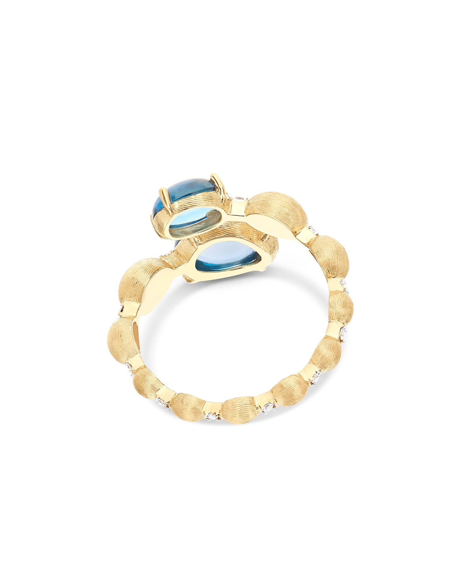 "Azure" Gold, diamonds and London Blue Topaz open ring
