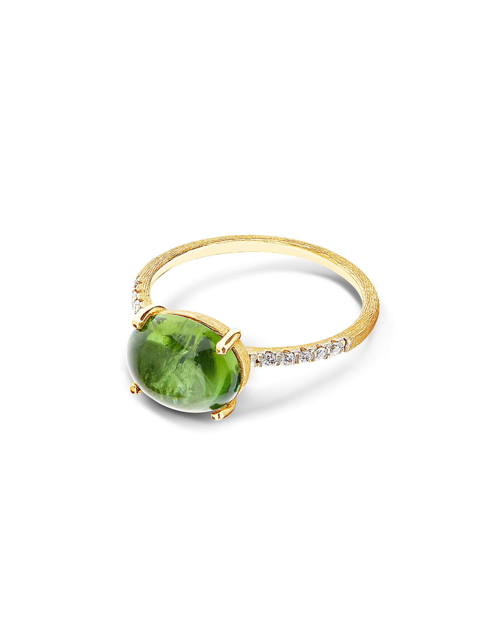 "Tourmalines" Gold, diamonds and green tourmaline ring (big)