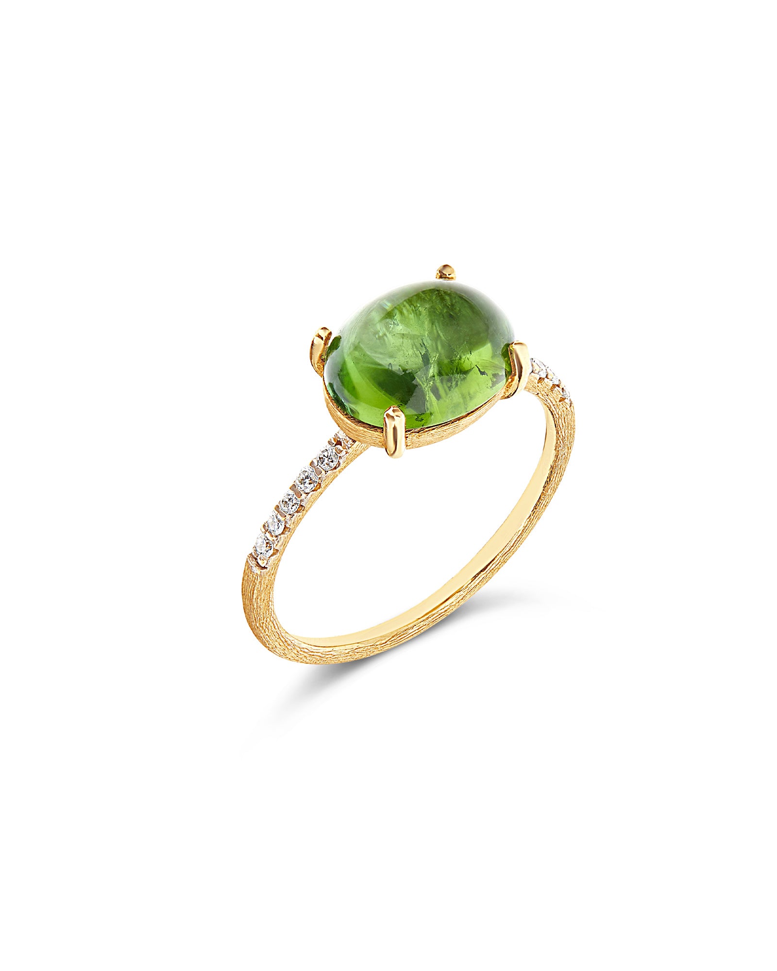 "Tourmalines" Gold, diamonds and green tourmaline ring (big)