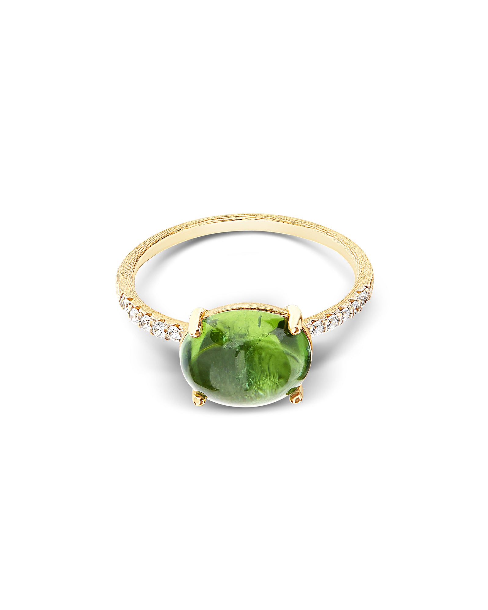 "Tourmalines" Gold, diamonds and green tourmaline ring (big)